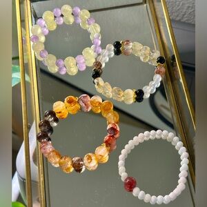 Handmade crystal gemstone bracelets bundle, includes 4 bracelets